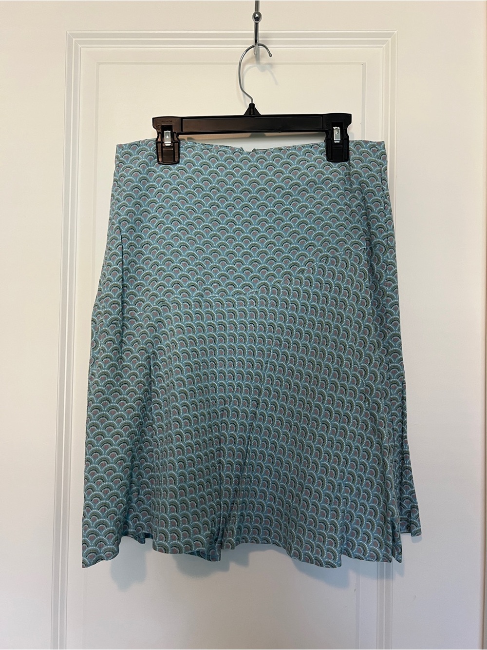 Boden Teal and White Patterned A-Line Skirt